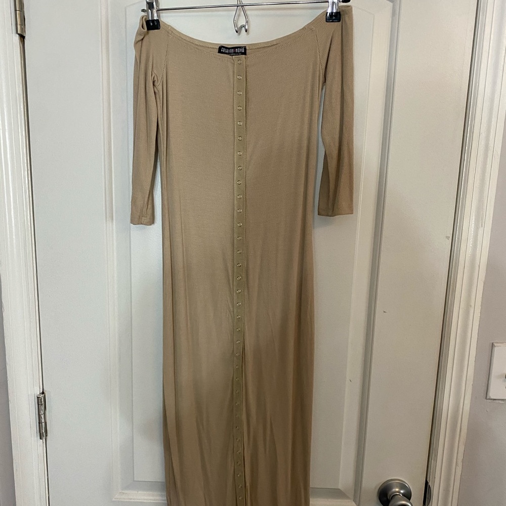 Fashion Nova button off the shoulder dress
